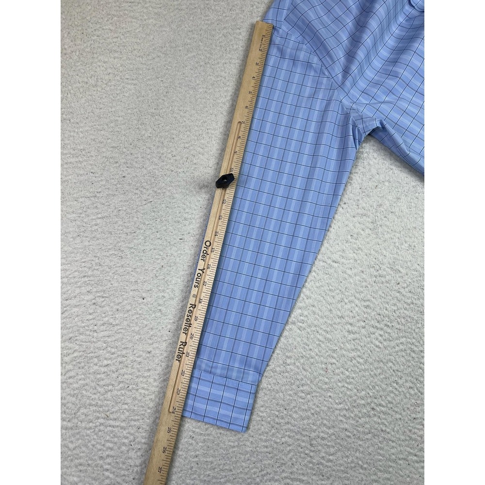 Calvin Klein Shirt Mens Medium Blue Plaid Wrinkle Free Stretch Fresh Comfort - Picture 9 of 10